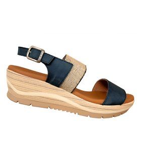 Paula Urban Sandal with Suede - Tan & Negro / Black Size 6.5 Style - 1-8086